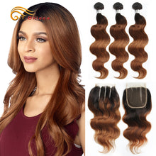 Load image into Gallery viewer, Brazilian Body Wave Remy Human Hair 4x4 Hair Bundle