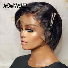 Load image into Gallery viewer, Peruvian Straight Short Pixie Cut Remy Human Hair 13x4 Pre-Plucked Lace Wig 150% Density