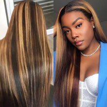 Load image into Gallery viewer, Highlight Ombre Brazilian Bone Straight Human Hair Bundles With Closure
