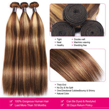 Load image into Gallery viewer, Highlight Ombre Brazilian Bone Straight Human Hair Bundles With Closure