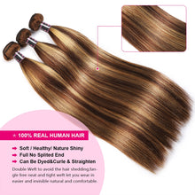Load image into Gallery viewer, Highlight Ombre Brazilian Bone Straight Human Hair Bundles With Closure