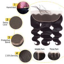 Load image into Gallery viewer, Peruvian Body Wave Remy Human Hair 13x4 Pre-Plucked Lace Closure with Baby Hair