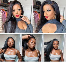 Load image into Gallery viewer, Brazilian Kinky Yaki Straight Human Hair 4x4/13x4 Preplucked Full Lace Closure Wigs
