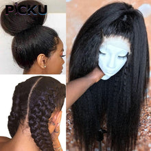 Load image into Gallery viewer, Brazilian Kinky Yaki Straight Human Hair 4x4/13x4 Preplucked Full Lace Closure Wigs