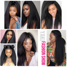Load image into Gallery viewer, Brazilian Kinky Yaki Straight Human Hair 4x4/13x4 Preplucked Full Lace Closure Wigs