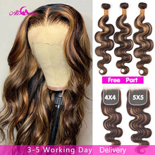 Load image into Gallery viewer, Brazilian Ombre Remy Body Wave Human Hair Bundles With Closure