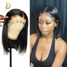 Load image into Gallery viewer, Bob Wig Short Brazilian Bone Straight Cheap Human Hair Wigs For Black Women Black Wig T Part Lace Bob Human Hair Wig Pre Plucked