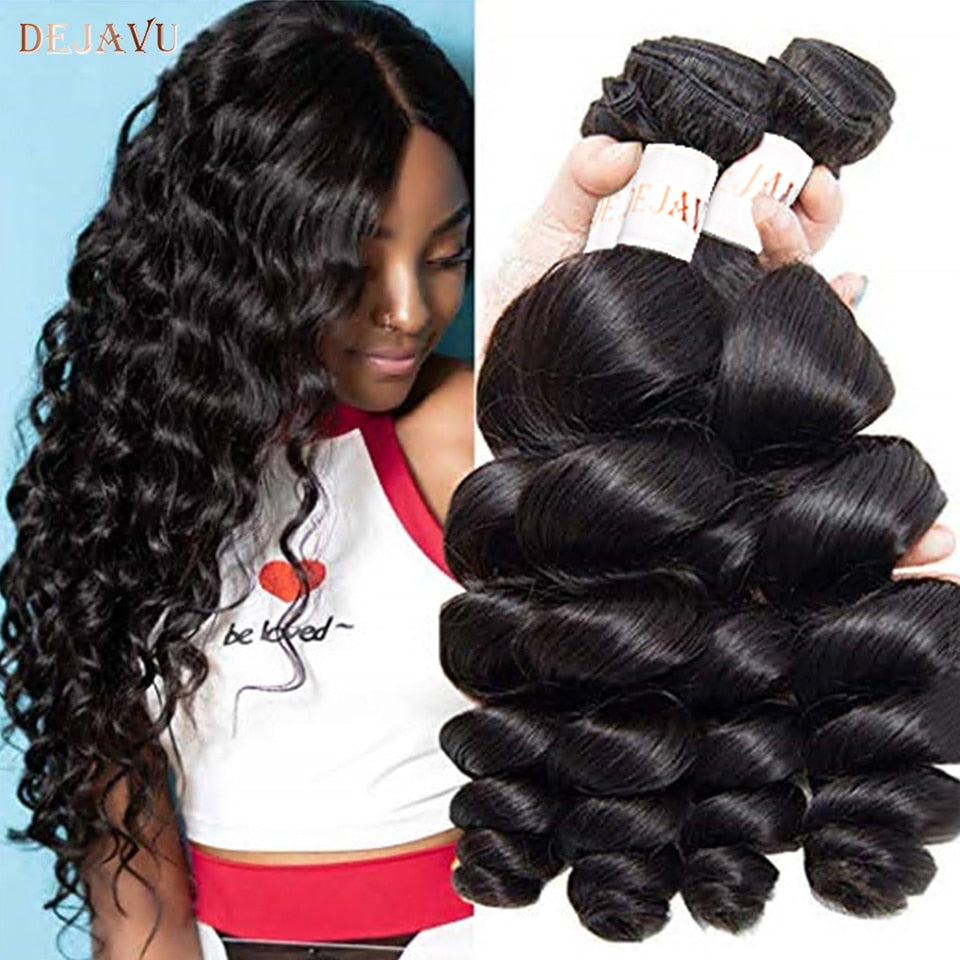 Brazilian Loose Wave Non-Remy Human Hair 4 Hair Bundles