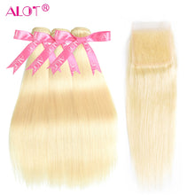 Load image into Gallery viewer, Brazilian Straight Remy Human Hair With HD Lace Closure Hair Bundles
