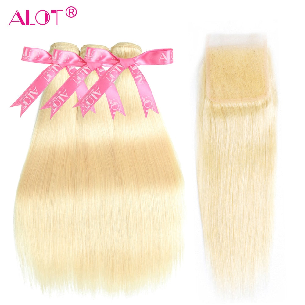 Brazilian Straight Remy Human Hair With HD Lace Closure Hair Bundles