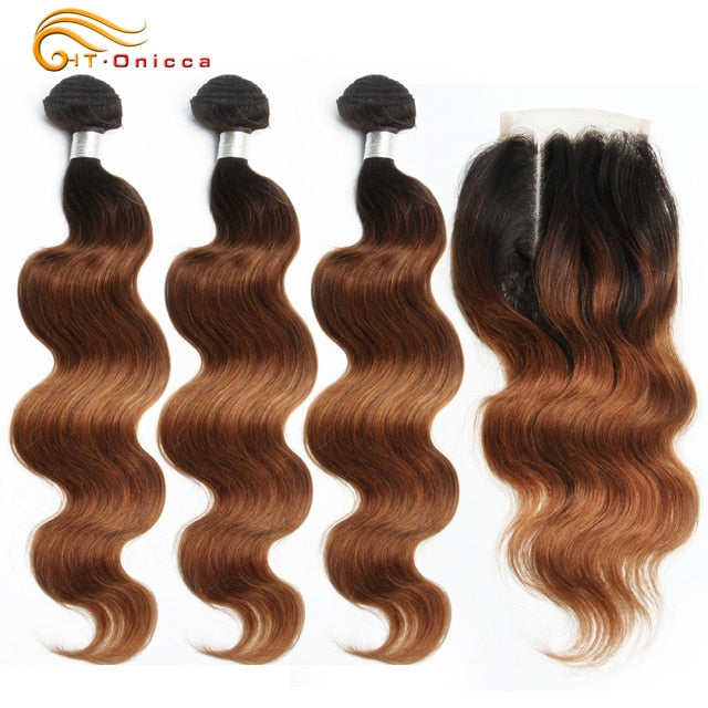 Brazilian Body Wave Remy Human Hair 4x4 Hair Bundle