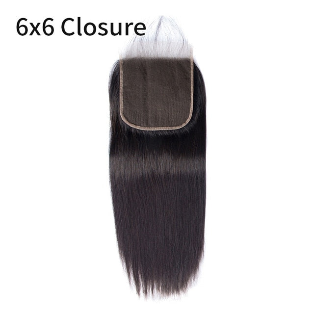 Peruvian Straight Remy Human Hair 2x6 Pre Plucked  Lace Closure