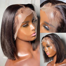 Load image into Gallery viewer, Bob Wig Short Brazilian Bone Straight Cheap Human Hair Wigs For Black Women Black Wig T Part Lace Bob Human Hair Wig Pre Plucked
