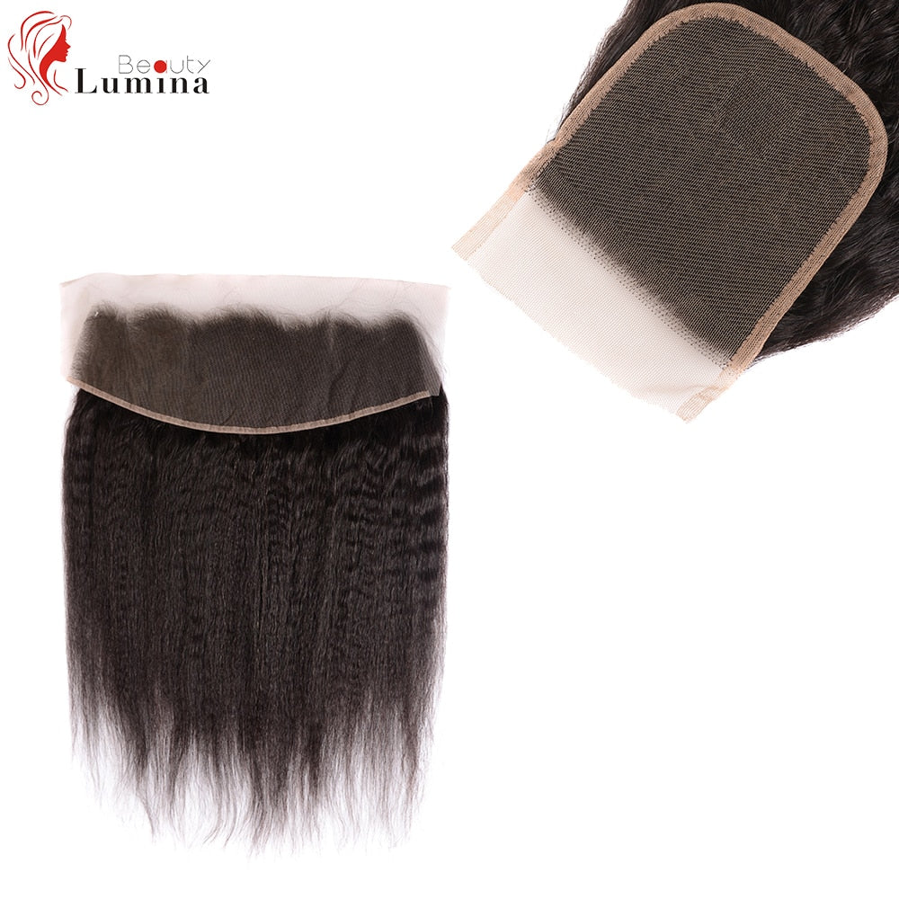 Indian Yaki Straight Human Hair 4x4/13x4 Pre-Plucked Transparent Lace Closure