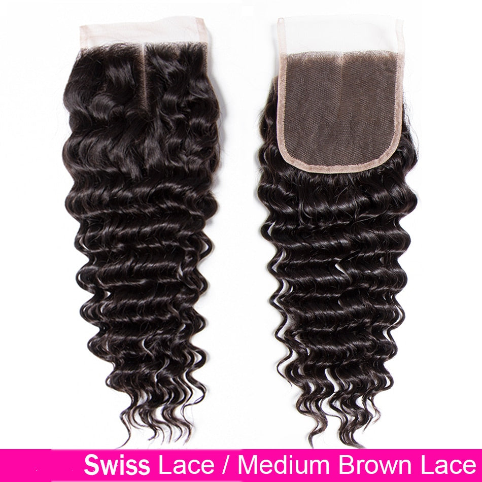 Brazilian Deep Wave Human Hair 4x4 Lace Closure